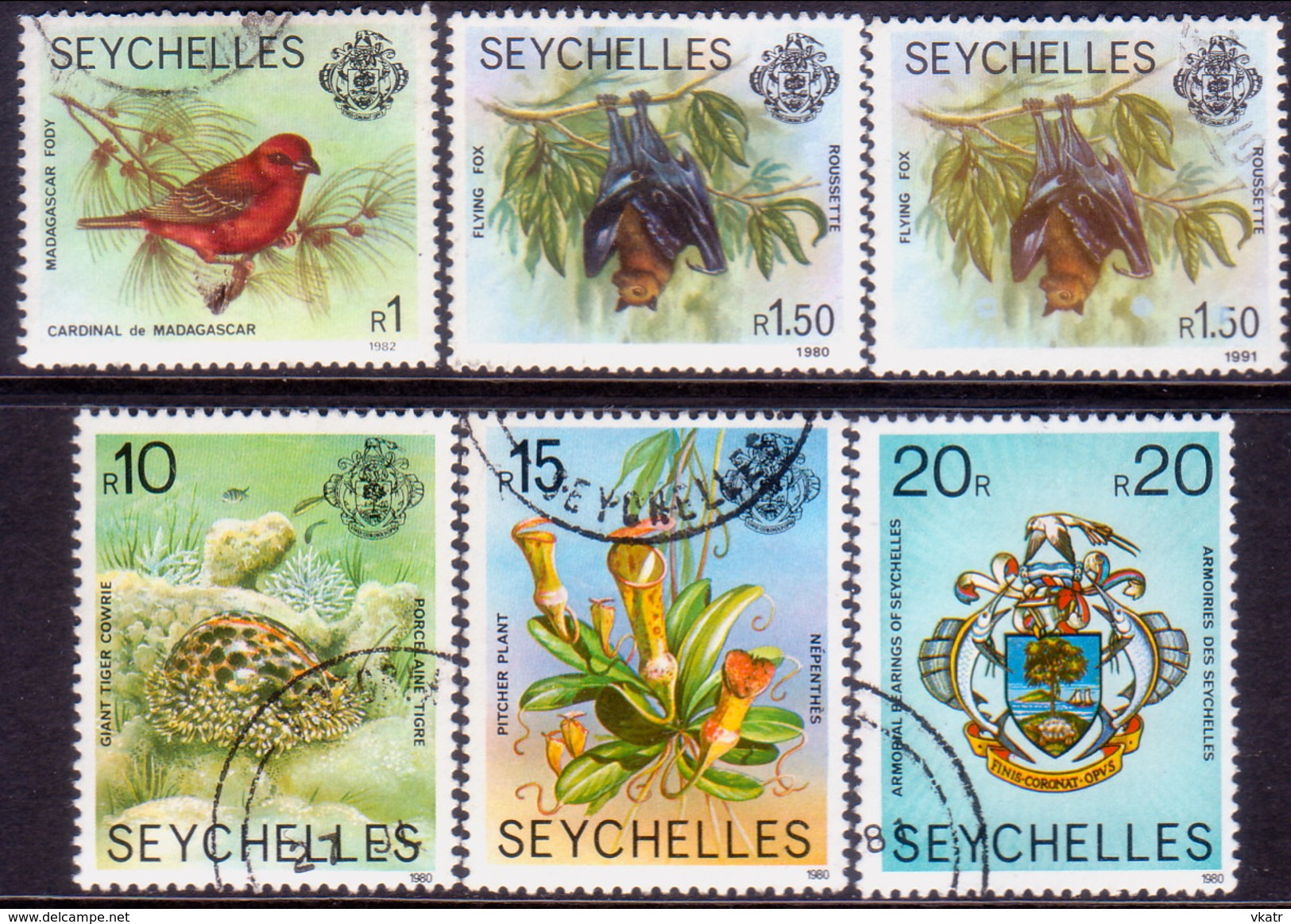 SEYCHELLES 1980-91 SG #487//94 Part Set Used W/face Values Redrawn And Imprints 1980,1982,1991 - Seychelles (1976-...)