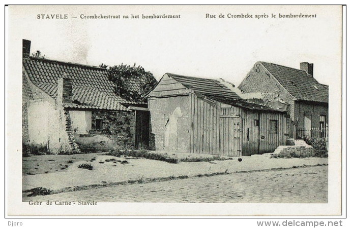 Stavele 914-18 CROMBEKESTRAAT NA BOMBARDEMENT - Alveringem