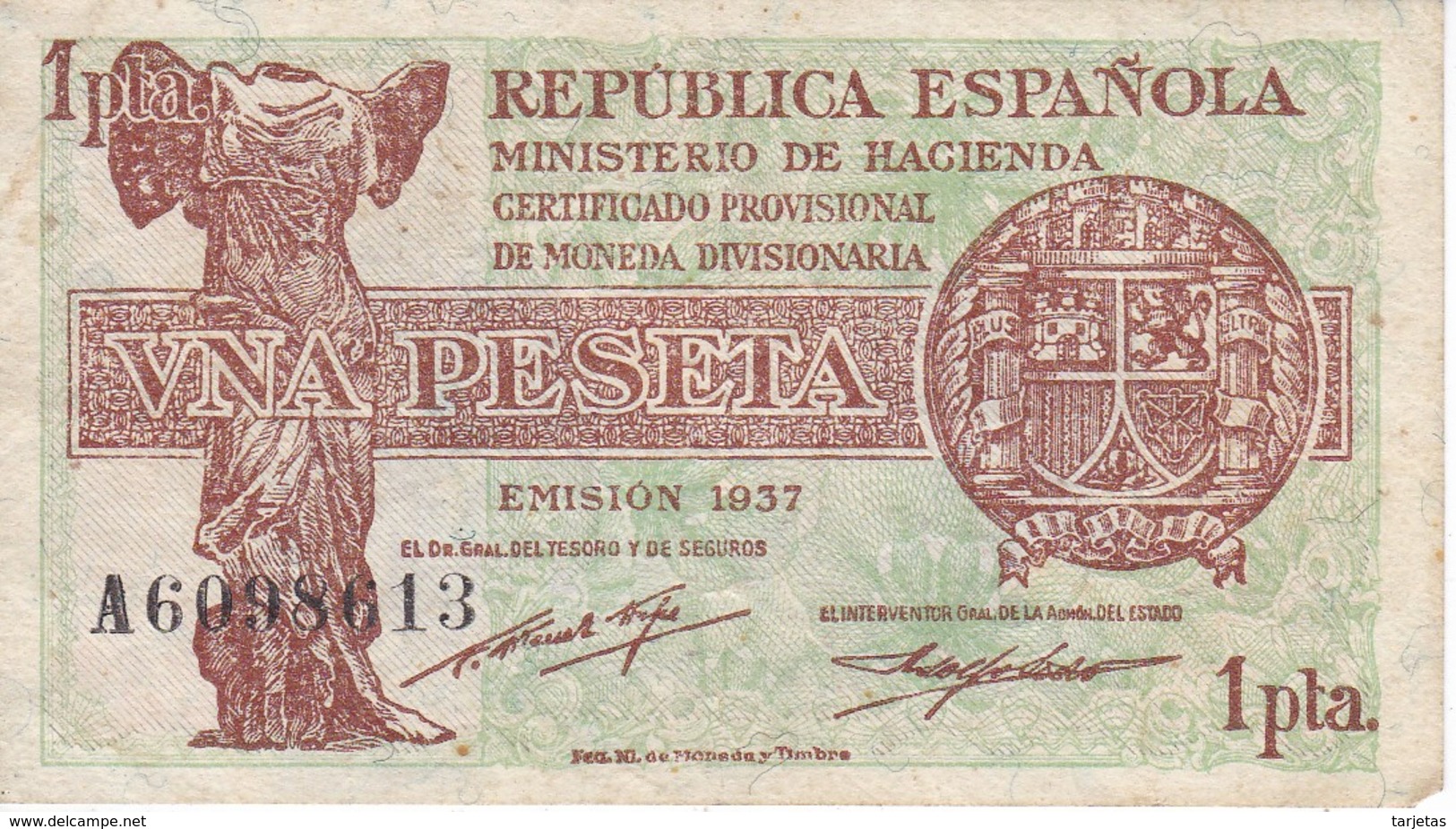 BILLETE DE ESPAÑA DE 1 PTA DEL AÑO 1937  EN CALIDAD MBC (VF)  SERIE A  (BANKNOTE) - 1-2 Pesetas