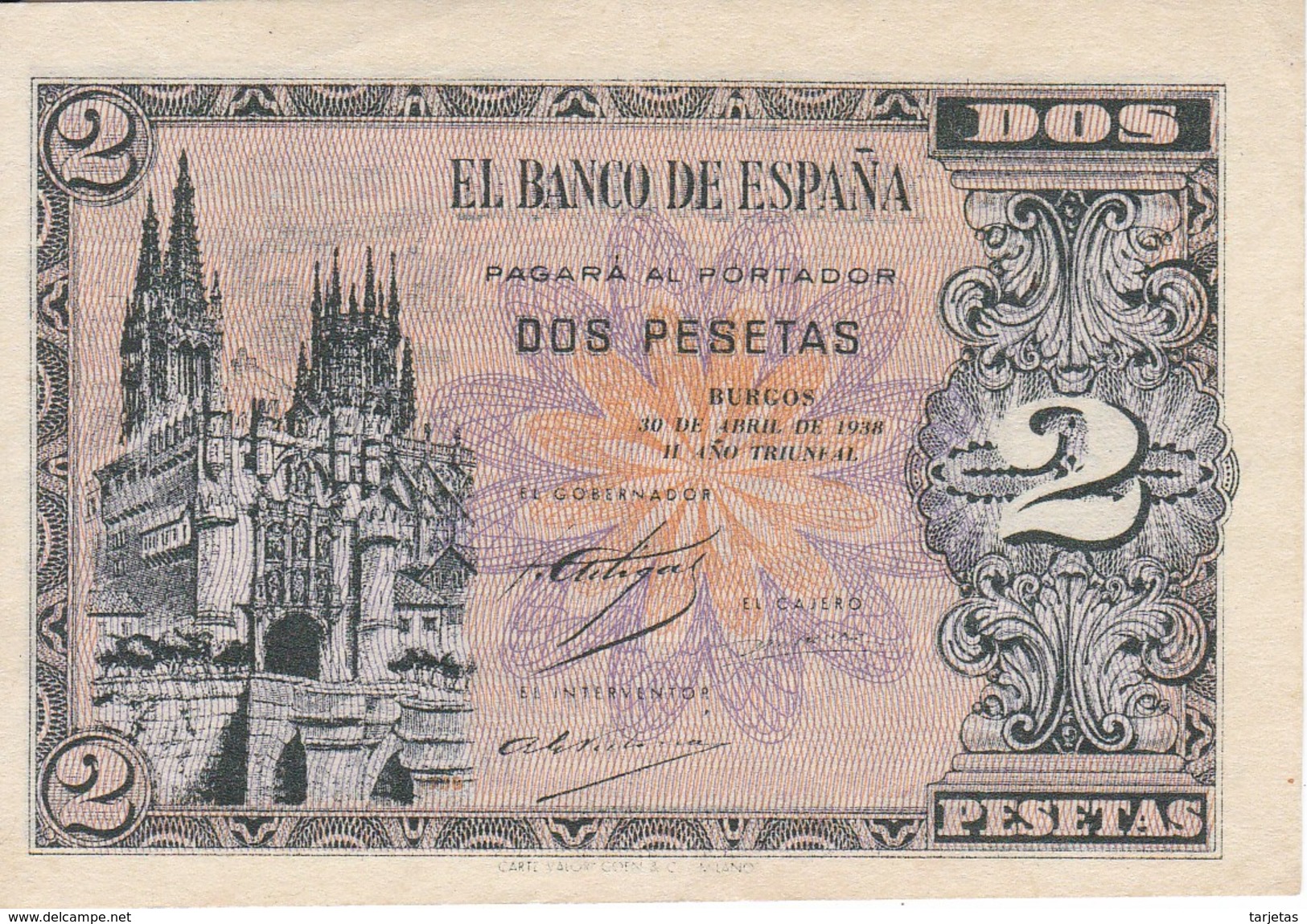 BILLETE DE ESPAÑA DE 2 PTAS  DEL AÑO 1938 SERIE D SIN CIRCULAR-UNCIRCULATED (BANKNOTE) - 1-2 Pesetas