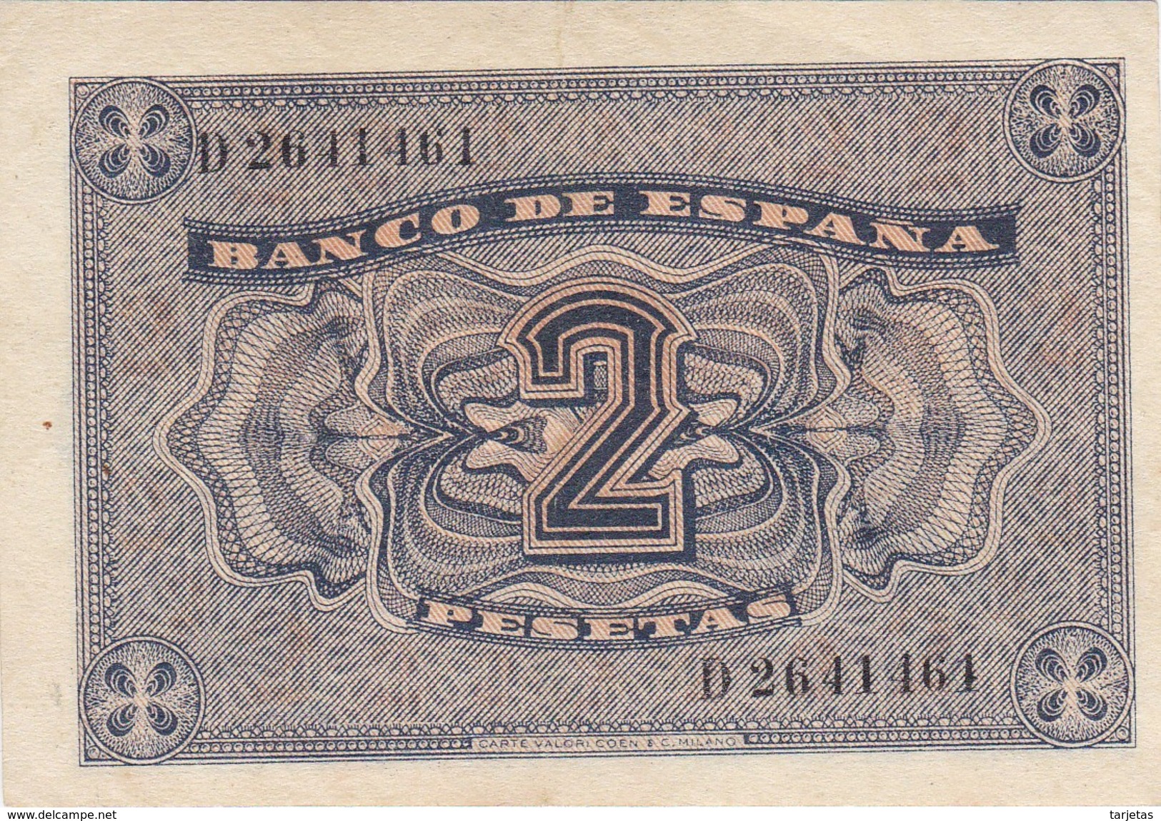 BILLETE DE ESPAÑA DE 2 PTAS  DEL AÑO 1938 SERIE D SIN CIRCULAR-UNCIRCULATED (BANKNOTE) - 1-2 Pesetas