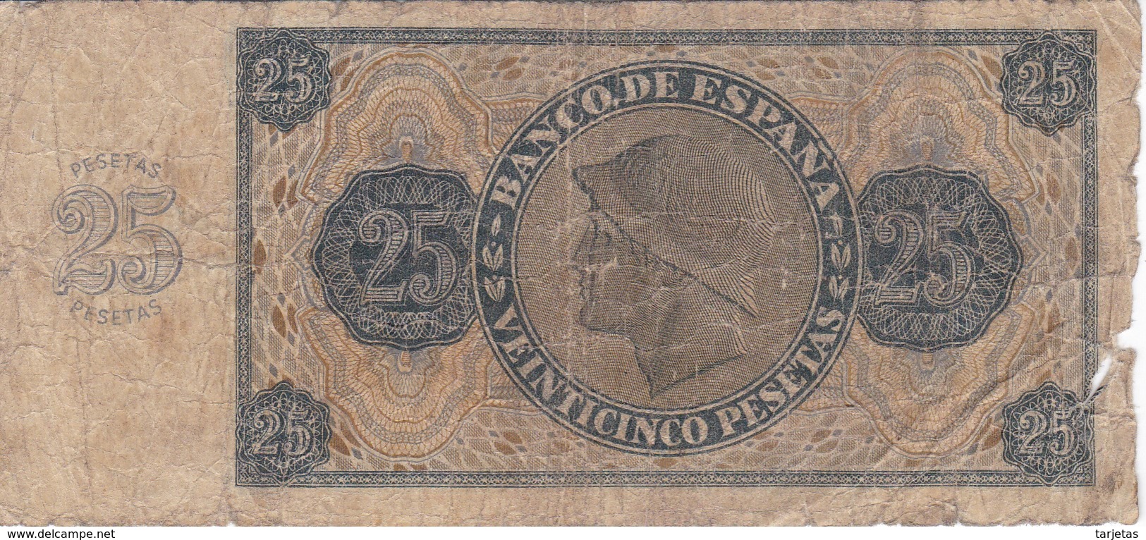 BILLETE DE ESPAÑA DE 25 PTAS DEL 21/11/1936 SERIE R CALIDAD  RC (BANKNOTE) - 25 Pesetas