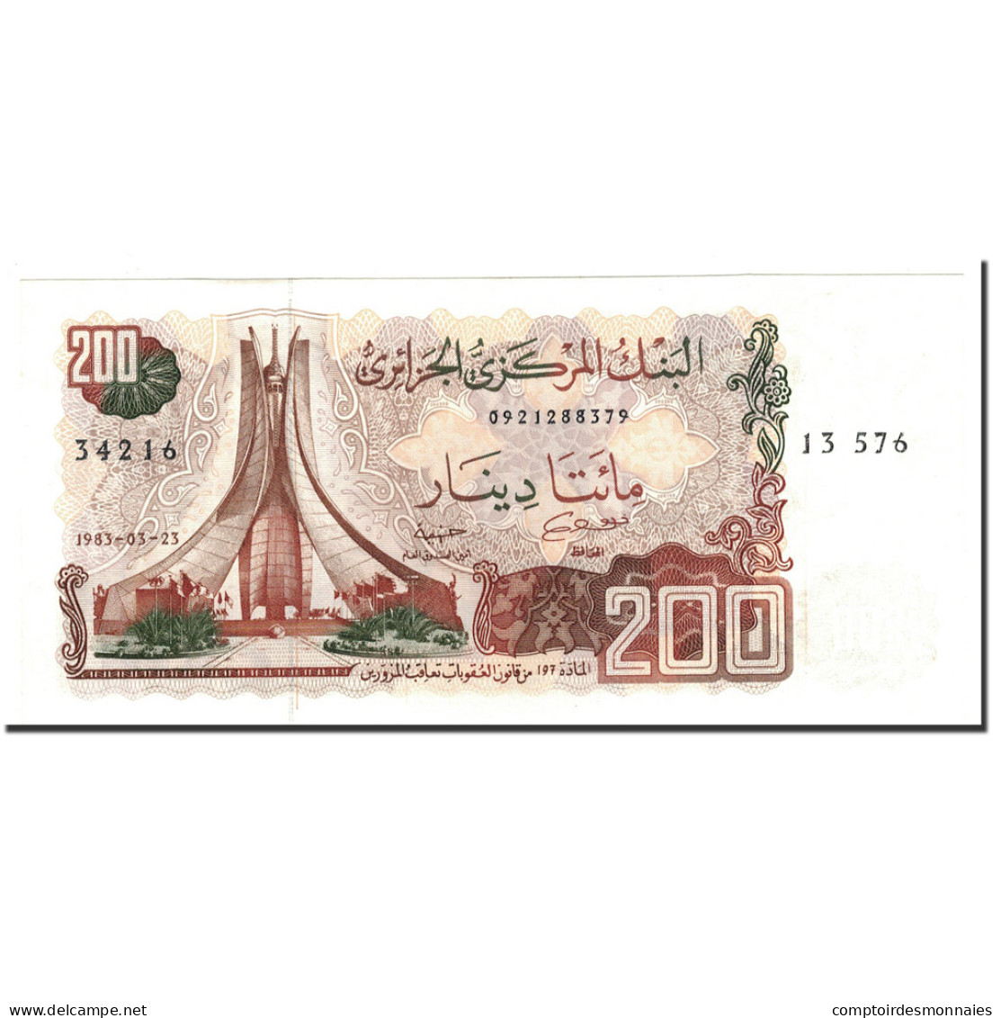 Billet, Algeria, 200 Dinars, 1983, 1983-03-23, KM:135a, NEUF - Algeria