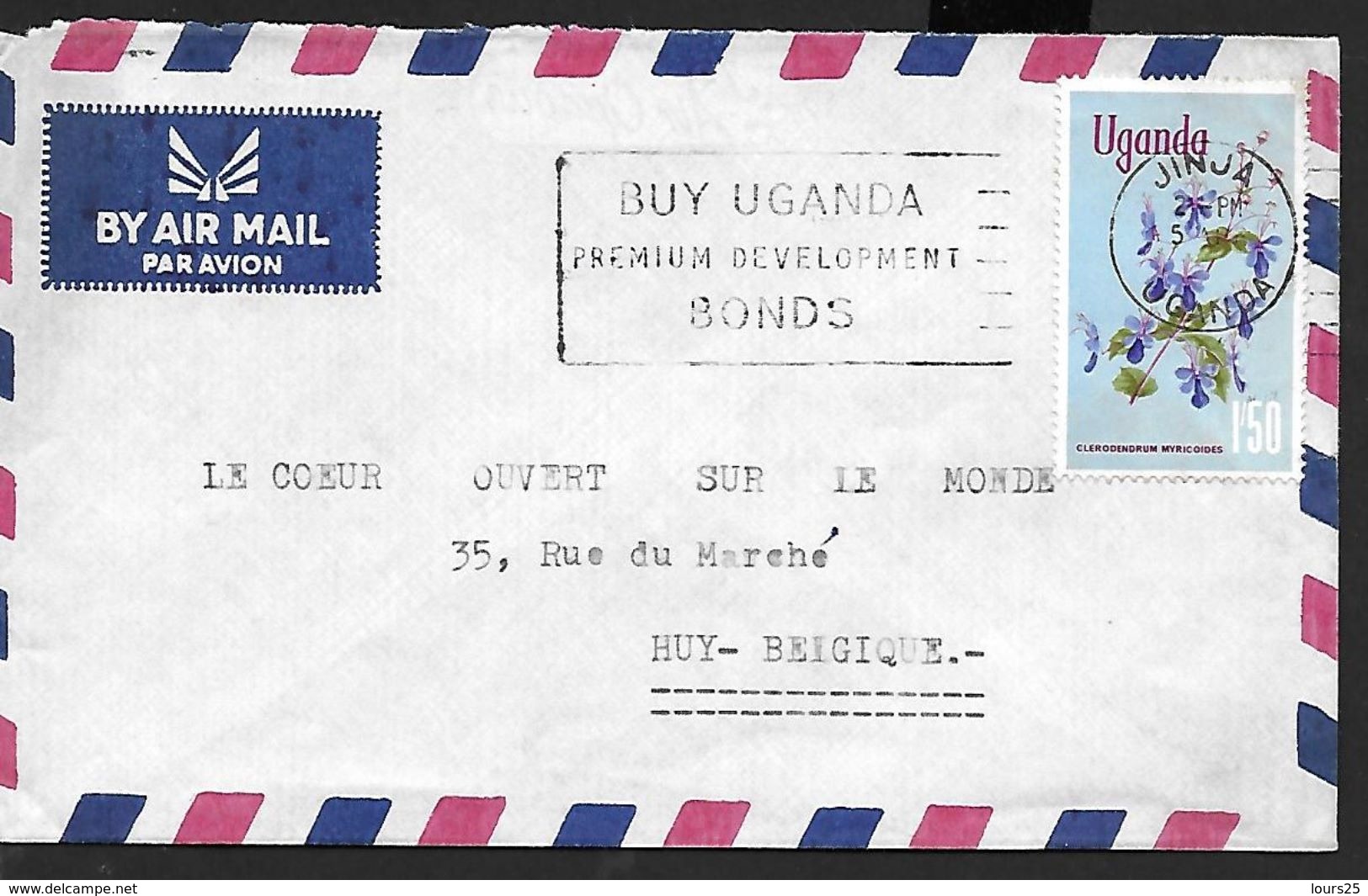 ! -  Uganda - Lettre Avec Timbre YT 92  De La Série 91/96 - Orchidée - Timbre De Valeur Faciale 1'50 - Ouganda (1962-...)