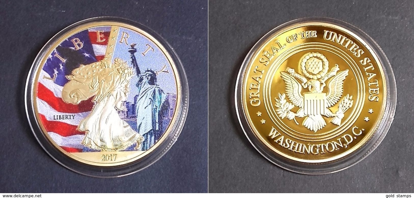 1 Pièce Plaquée OR ( GOLD Plated Coin ) - 2017 Statue Of Liberty Washington DC - Other & Unclassified