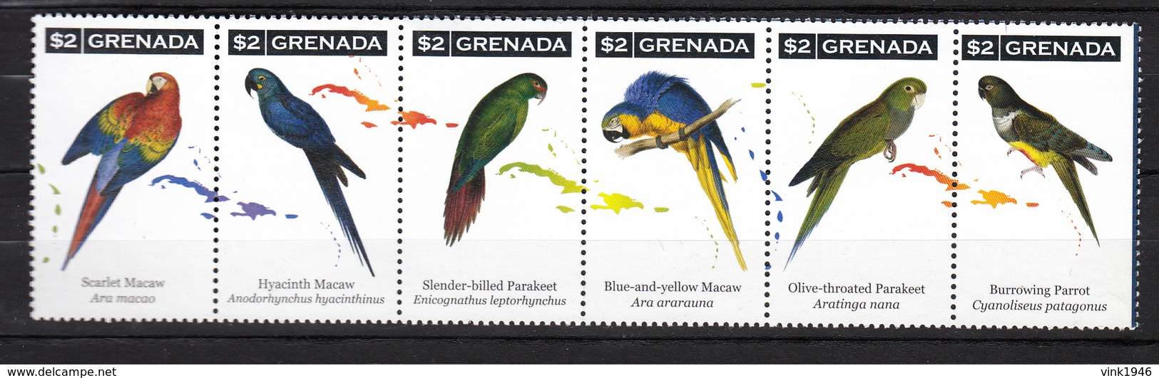 Grenada 2011,5V In Strip,parrots,birds,vogels,vögel,oiseaux,pajaros,uccelli,aves,MNH/Postfris(L3240) - Autres & Non Classés