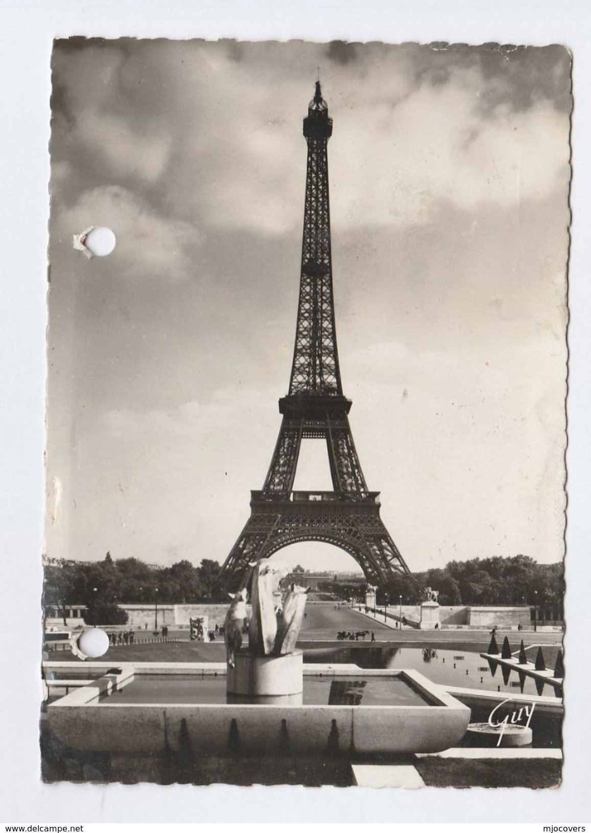 1946 FRANCE COVER With EIFFEL TOWER SOUVENIR LABEL (postcard Eiffel Tower) Stamps Marianne De Gandon - Covers & Documents