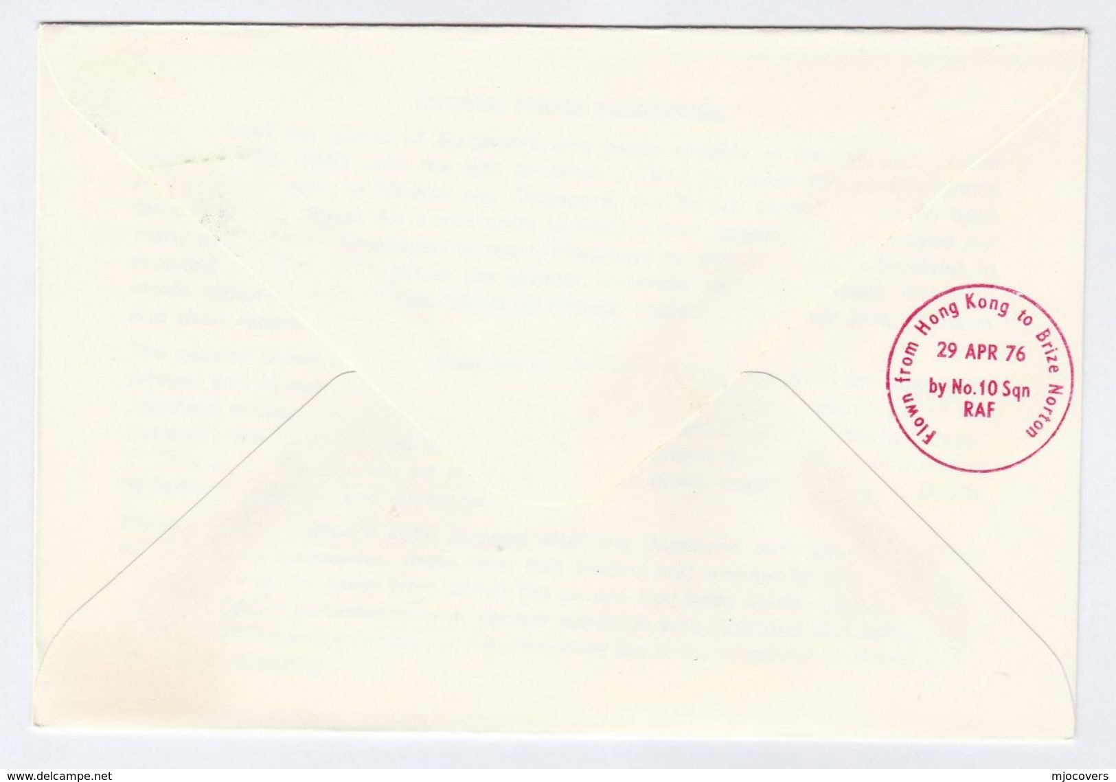 1976 SIGNED SINGAPORE AIR FORCE Special FLIGHT COVER WII Anniv Via HONG KONG  Stamps Bird Birds Aviation  China - WW2