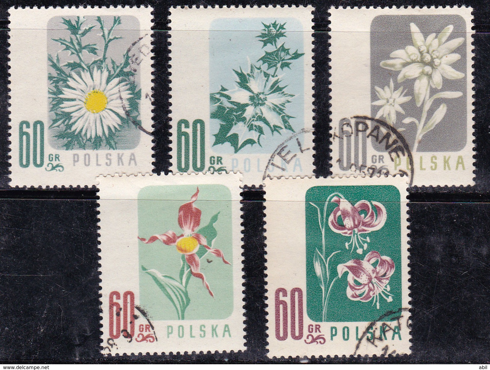 Pologne 1957 N° Y&T : 904 à 908 Obl. - Oblitérés