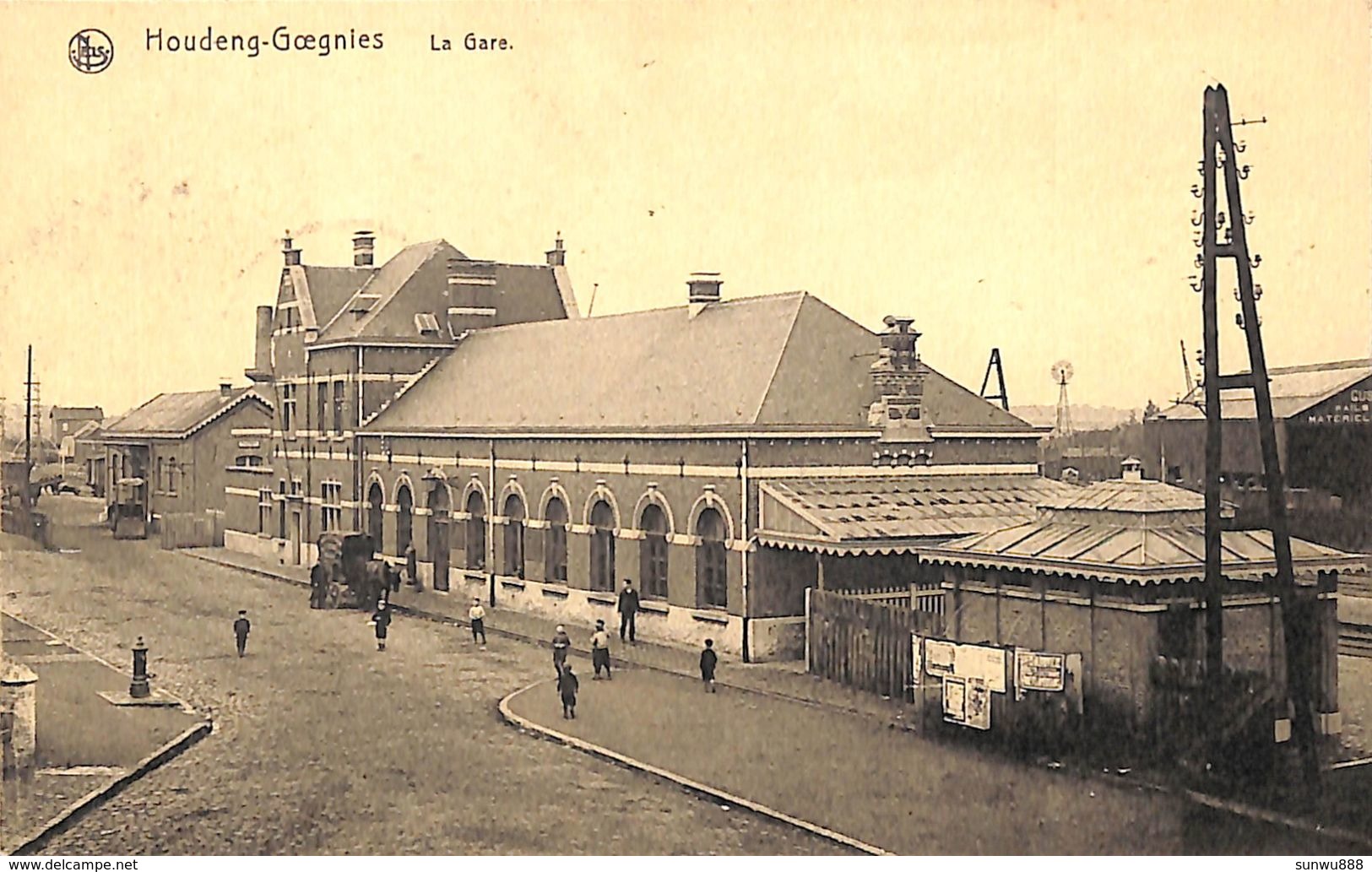 Houdeng-Goegnies - La Gare (animée, Attelage Cheval, Edit. JB Sterki 1920) - La Louvière