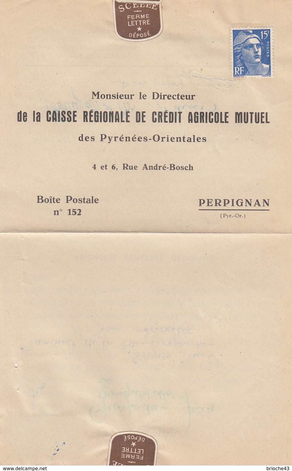 1952 POUVOIR CAISSE RÉGIONALE CRÉDIT AGRICOLE MUTUEL PYRENEES-ORIENTALES -T. FISCAL 80F - BANYULS S/MER /1 - Briefe U. Dokumente