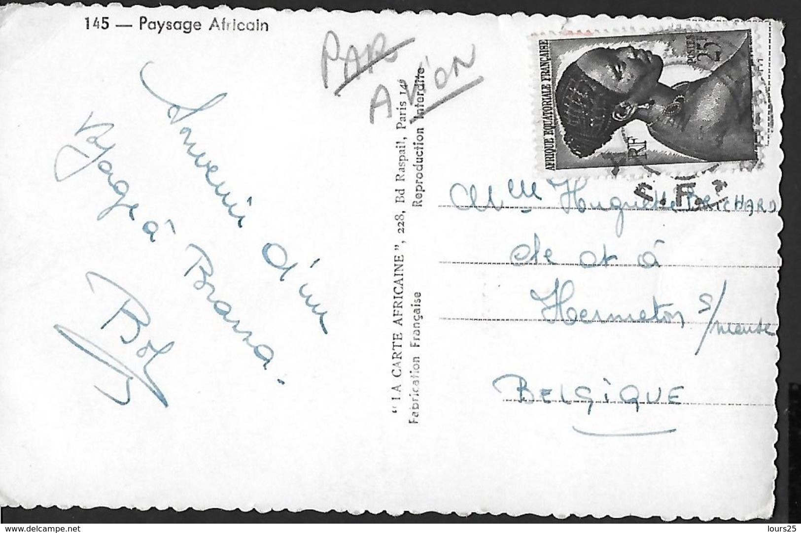 ! - Payasage Africain - Carte Postale Expédiée De ... Avec Timbre De AEF Vers Belgique - Non Classés