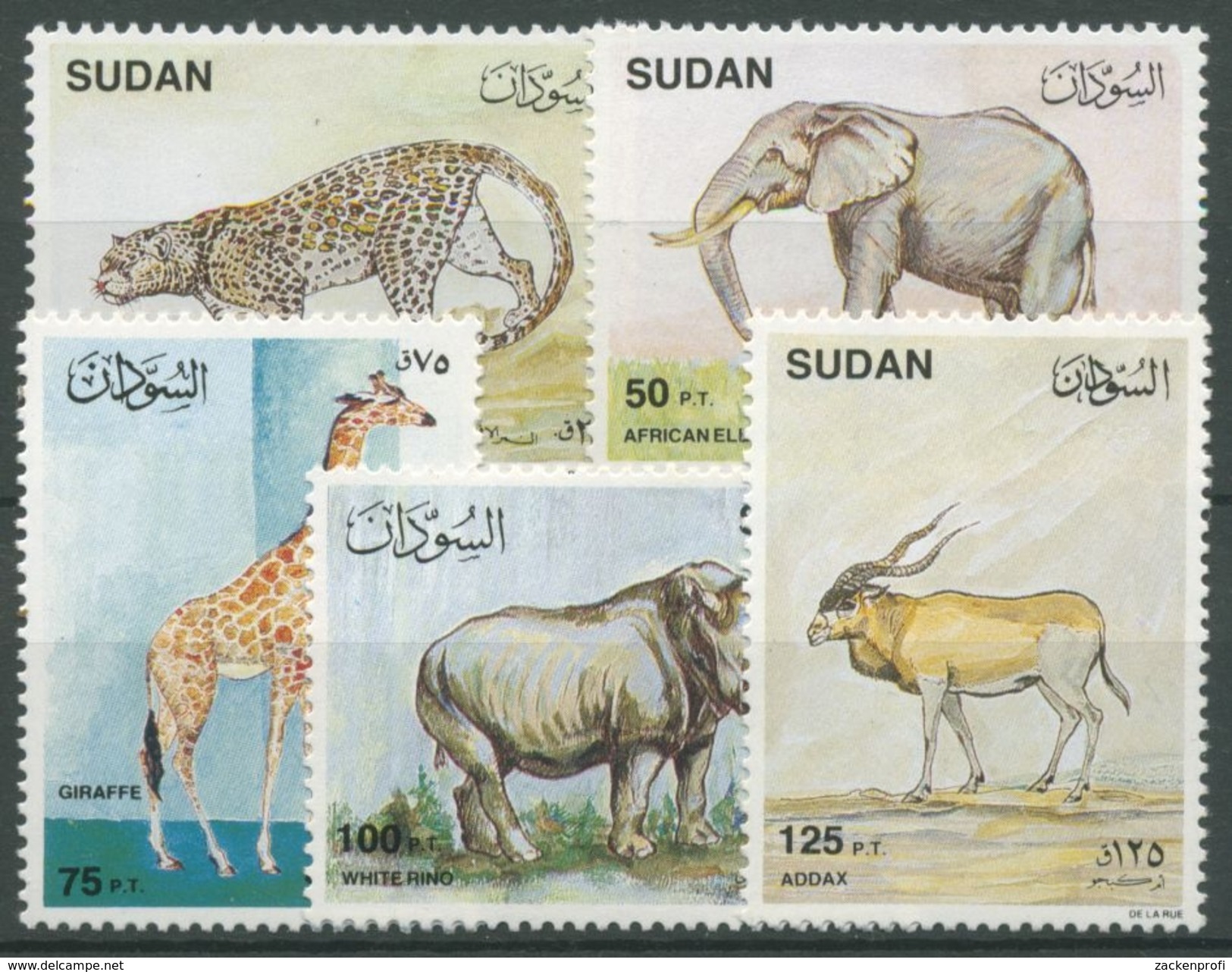 Sudan 1990 Wildtiere Nashorn Giraffe Elefant 417/21 Postfrisch - Sudan (1954-...)