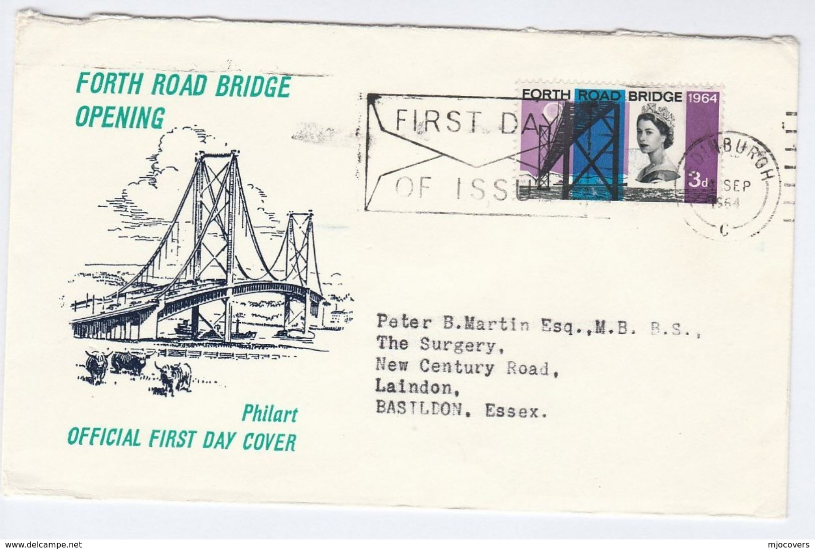 1964 GB FDC Forth Road BRIDGE Stamps SLOGAN Pmk Edinburgh Cover - 1952-1971 Pre-Decimal Issues