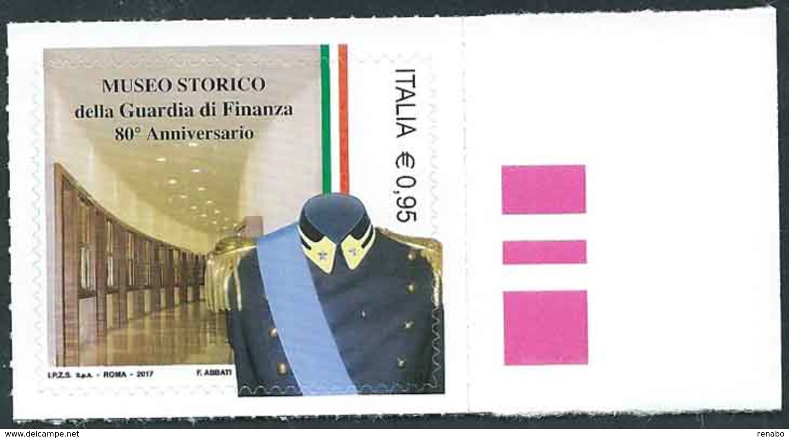 Italia 2017; Museo Storico Della Guardia Di Finanza, Nell’ 80° Anniversario. Francobollo Di Bordo Destro. - 2011-20:  Nuovi