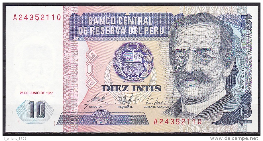 Peru:- 10 Intis/P.129 (1987):- UNC - Peru