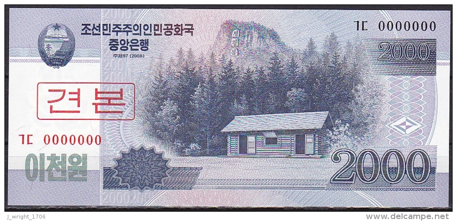Korea/D.P.R.K - 2000 Won - P.65S (2008/Specimen) - UNC - Corea Del Nord