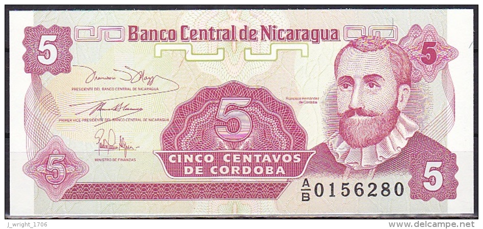 Nicaragua:- 5 Centavos/P.168 (1991):- UNC - Nicaragua