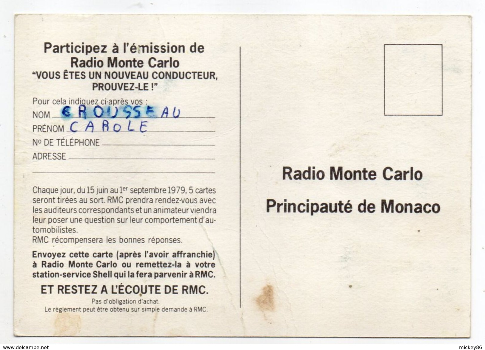 Animateur Radio  RMC-Radio Monte Carlo--José Sacré--sur Carte Publicitaire - Autres & Non Classés