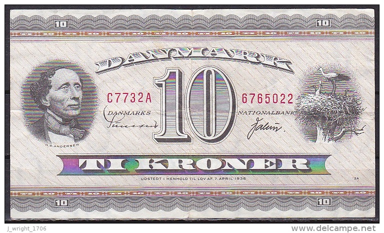 Denmark:- 10 Kronen/P.44 (1973/PrefixC7):- VF - Danimarca