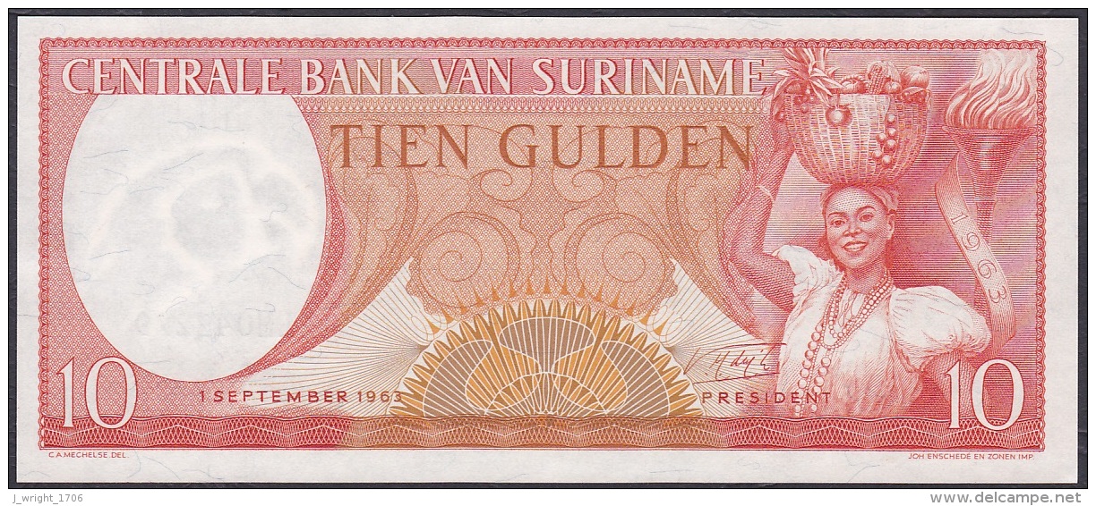 Suriname:- 10 Gulden/P.121 (1963):- UNC - Surinam