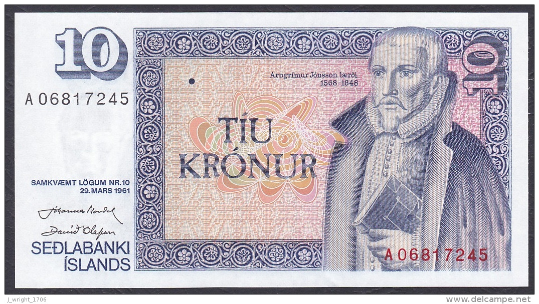 Iceland:- 10 Kronur/P.48 (Nordal/Olafsson):- A-UNC - Iceland