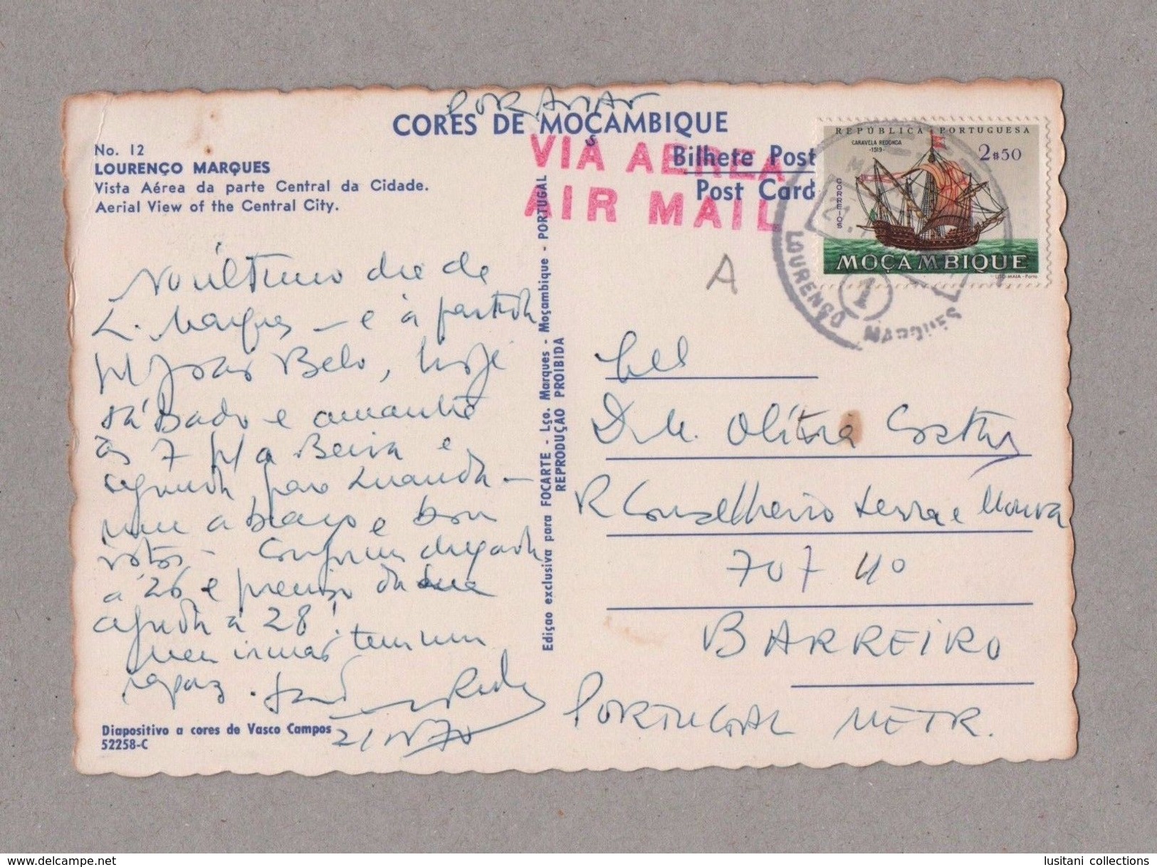 MOZAMBIQUE LOURENÇO MARQUES Aerial View PC Air Mail Stamp Ship 70 MOÇAMBIQUE Z1 - Unclassified