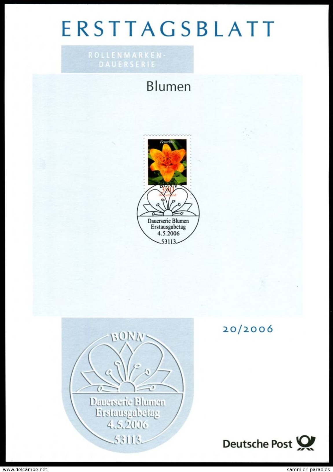 BRD - 2006 ETB 20/2006 - Michel 2534 - 390C  Blumen, Feuerlilie - Other & Unclassified