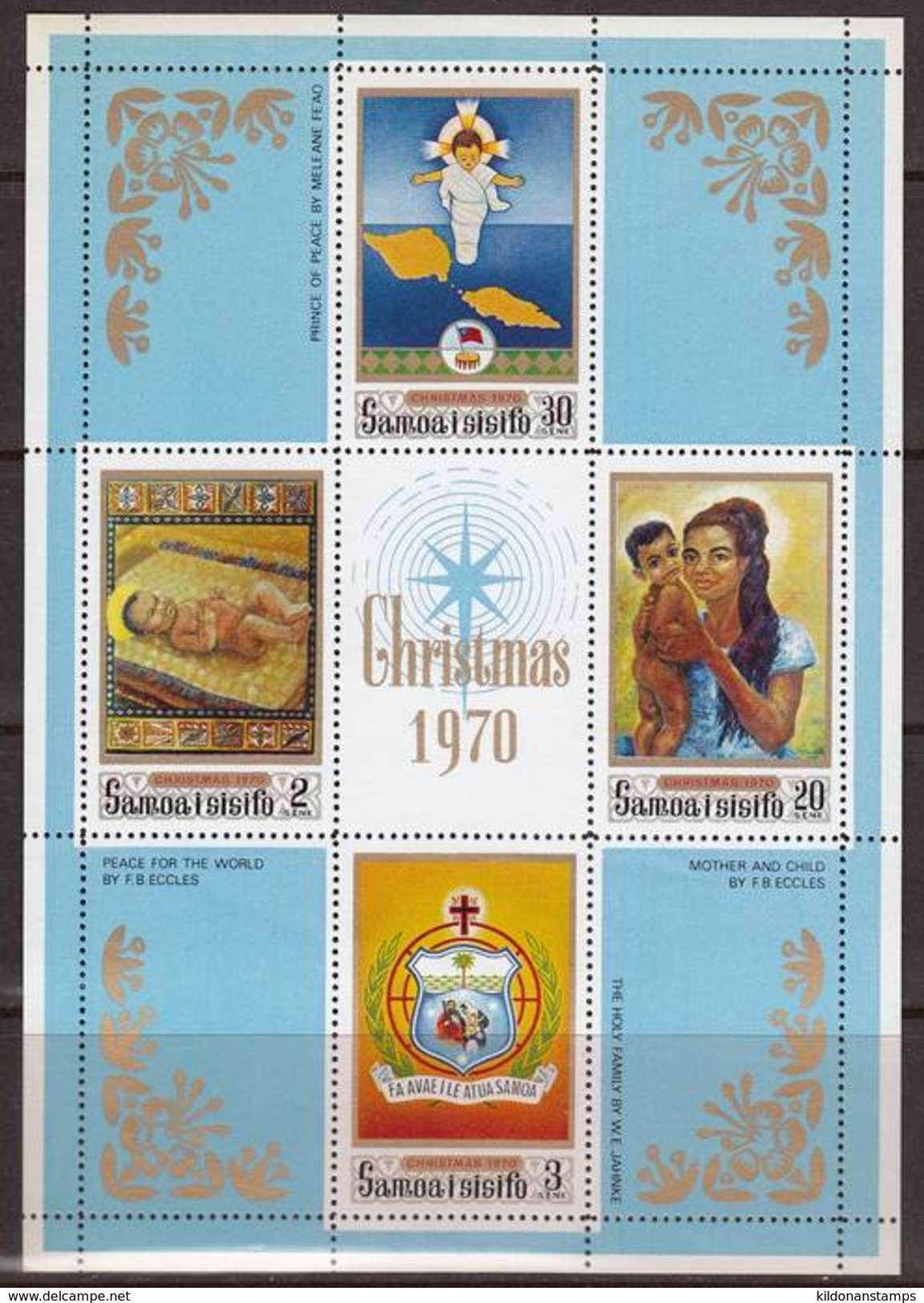 Samoa 1970 Christmas Minisheet, Mint No Hinge, Sc# 336a, SG MS357 - Samoa (Staat)
