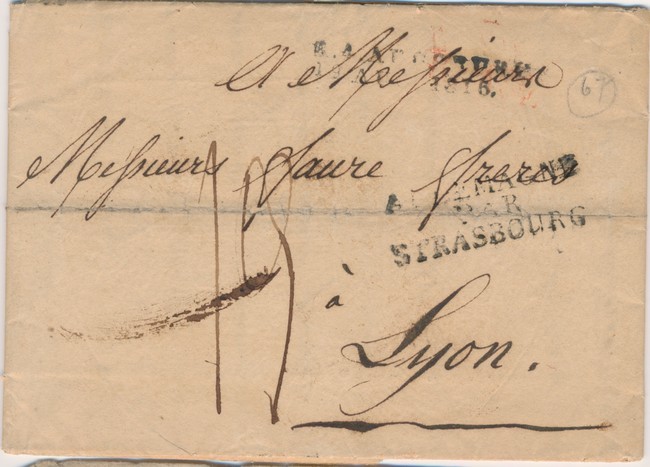 LAC N°9 - Allemagne Par Strasbourg - AUGSBURG - 19/8/1816 Pour Lyon B/TB - 1801-1848: Précurseurs XIX