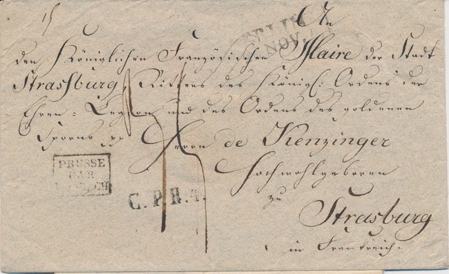 L N°192 - Prusse Par Forbach Noir + Berlin + CPR4 Au Maire De Strasbourg - Verso Beau Cachet De Cire - TB - 1801-1848: Précurseurs XIX