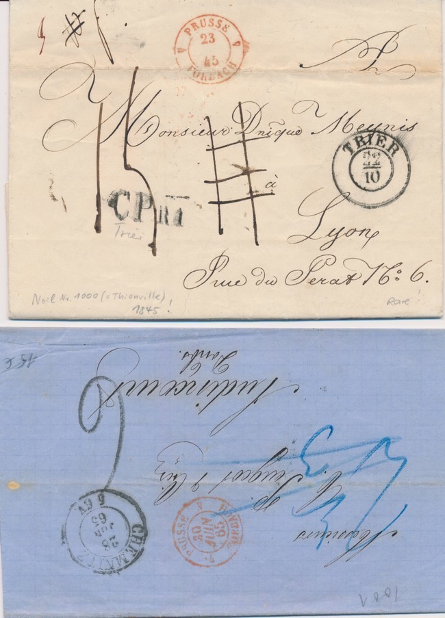 L N°1000 + 1001 - Prusse Forbach 4 Rge + Div. Cachets Et Taxes -  2 Plis - TB - 1801-1848: Précurseurs XIX