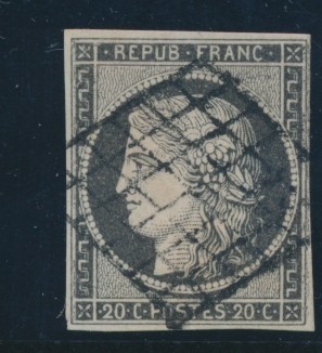 O N°3c - 20c Gris Noir - Signé Calves Et JF BRUN - B - 1849-1850 Cérès