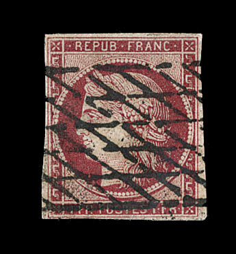 O N°6b - 1F Carmin Foncé - Obl. Grille Sans Fin - Signé Calves - TB - 1849-1850 Cérès