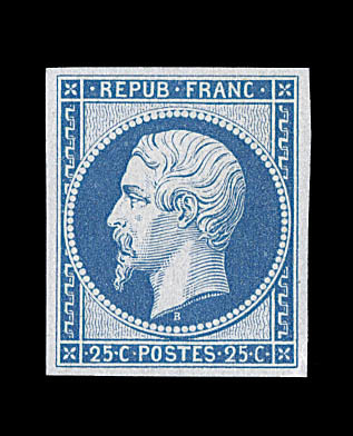 ** N°10c - 25c Bleu - Réimpression - TB - 1852 Louis-Napoléon