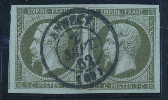 O N°11 - Paire - Margé - Càd Central - TB - 1853-1860 Napoléon III