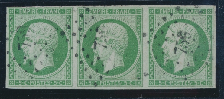 O N°12 - 5c Vert - Bde De 3 - TB - 1853-1860 Napoléon III