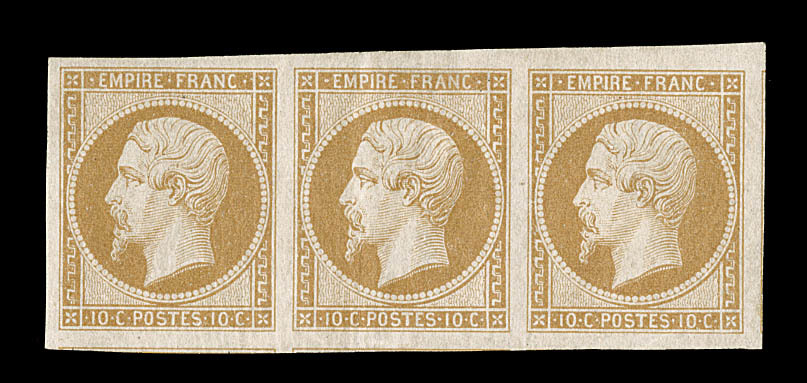** N°13A - 10c Bistre - Type I - Bde De 3 - Pièce De Luxe - TB - 1853-1860 Napoléon III