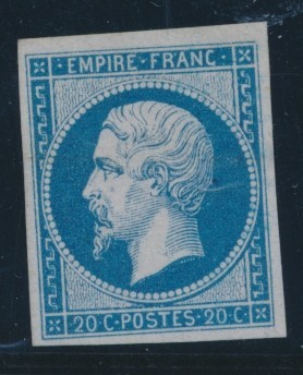 ** N°14A - 20c Bleu - Type I - TB - 1853-1860 Napoléon III