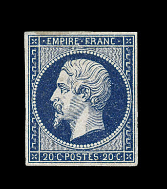 * N°14Ab - 20c Bleu Noir - Type I - Signé JF Brun - TB - 1853-1860 Napoléon III