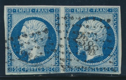 O N°14Ad - 20c Bleu S/vert - Paire - Signé BRUN - TB - 1853-1860 Napoléon III