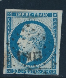 O N°14Ad - Bleu S/vert - 1 Filet Juste - Sinon TB - 1853-1860 Napoléon III