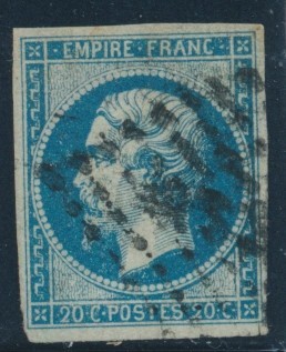 O N°14Ba - Bleu S/vert - Clair - 1853-1860 Napoléon III