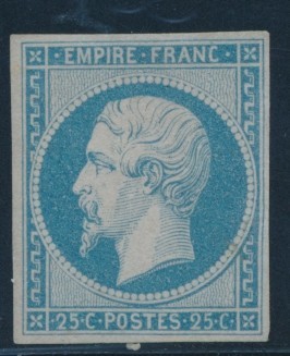 (**) N°15 - 25c Bleu - TB - 1853-1860 Napoléon III