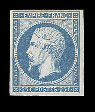* N°15a - 25c Bleu Laiteux - Signé Roumet/Lemaire - TB - 1853-1860 Napoléon III
