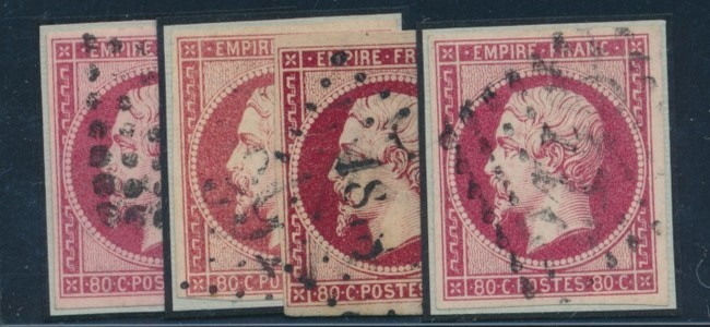 O N°17A X 2, 17B X2 - Nuances - Margés - TB - 1853-1860 Napoléon III