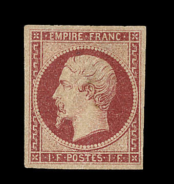 * N°18 - 1F Carmin - Charn. Légère - TB - 1853-1860 Napoléon III