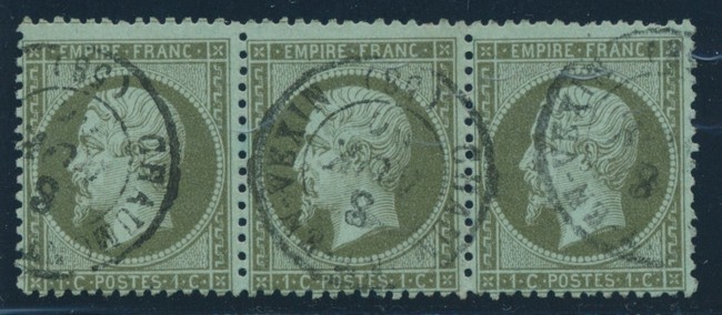O N°19 - Bde De 3 - Obl. Chaumont En Vexin - TB - 1862 Napoléon III