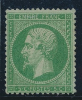 * N°20 - 5c Vert  Foncé - Signé BAUDOT - TB - 1862 Napoléon III