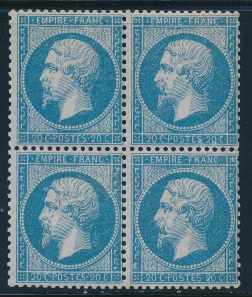 ** N°22 - 20c Bleu - Bloc De 4 - TB - 1862 Napoléon III